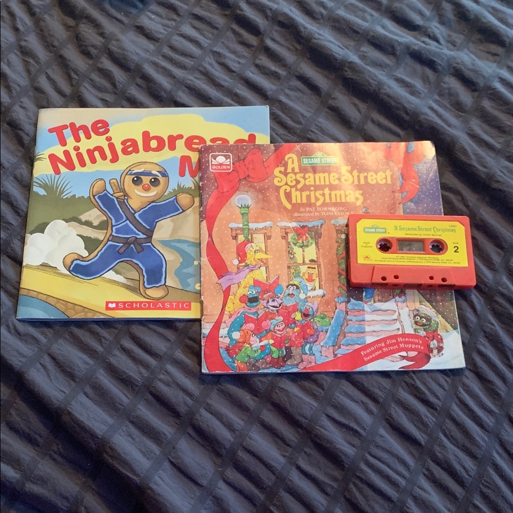Vintage, Sesame Street Christmas Boy k & Cassette, The Ninjabread Man Book